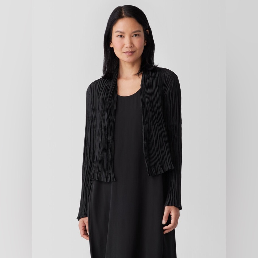 NWT Eileen Fisher Crushed Silk High Collar Jacket